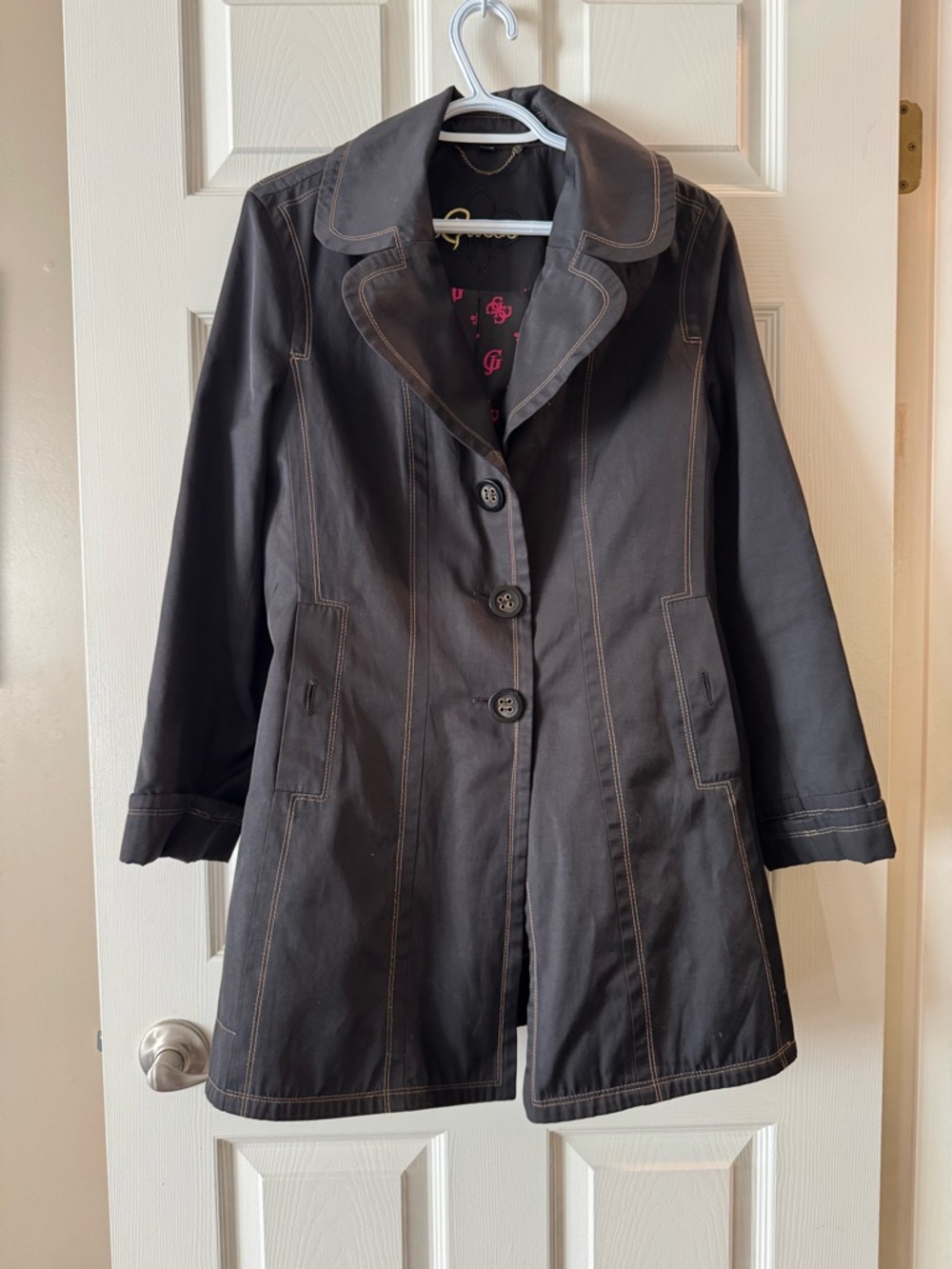 Guess Women’s Black Trench Coat Jacket XL
